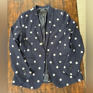 Banana Republic Navy and White Polka Dot Blazer in Size 6